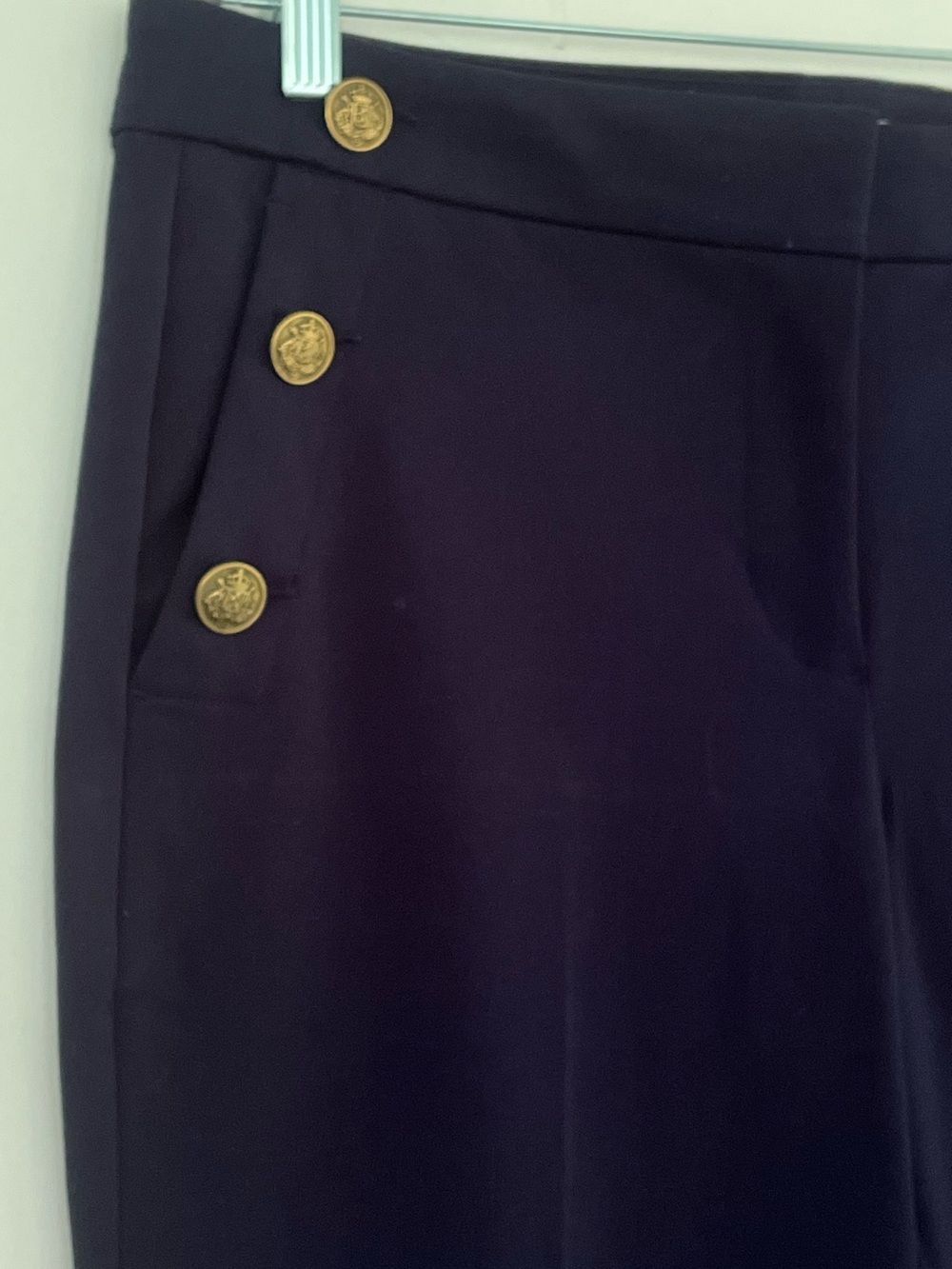 LOFT Devin Slim Navy Sailor Button Trouser Pants Size 10P - Picture 5 of 15